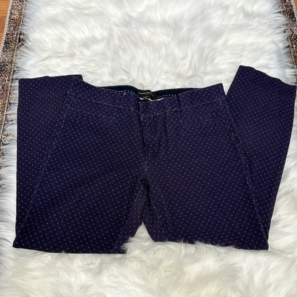 EUC Banana Republic Sloan Pants Women Size 4p. (Blue. Pink polka dots Color)